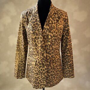 Berek Gold Metallic Leopard Print Blazer Jacket Small NWT